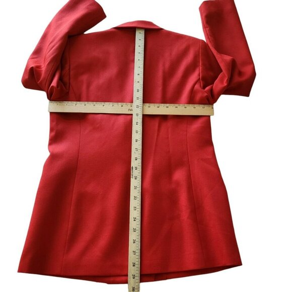 Pendleton Red Wool Structured Double-Breasted Blazer Jacket Gold Buttons Size 8 - Picture 11 of 13